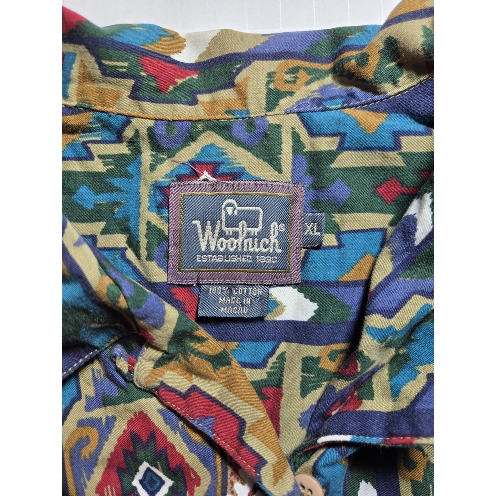 Vintage 90's Woolrich Button Up Shirt Mens XL Aztec Southwestern Tribal Pattern - Picture 2 of 11